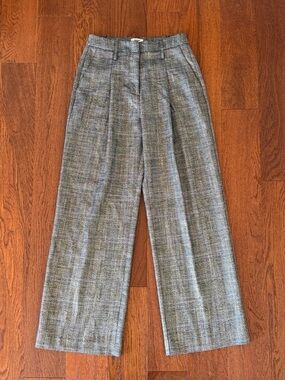 Jason Wu Wide-Leg Plaid Trousers with Metallic Lurex Shimmer size 2